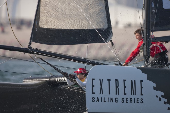 Xiaqun Song onboard China Team - Act 2, Day 1, Extreme Sailing Series 2012 &copy; Lloyd Images http://lloydimagesgallery.photoshelter.com/